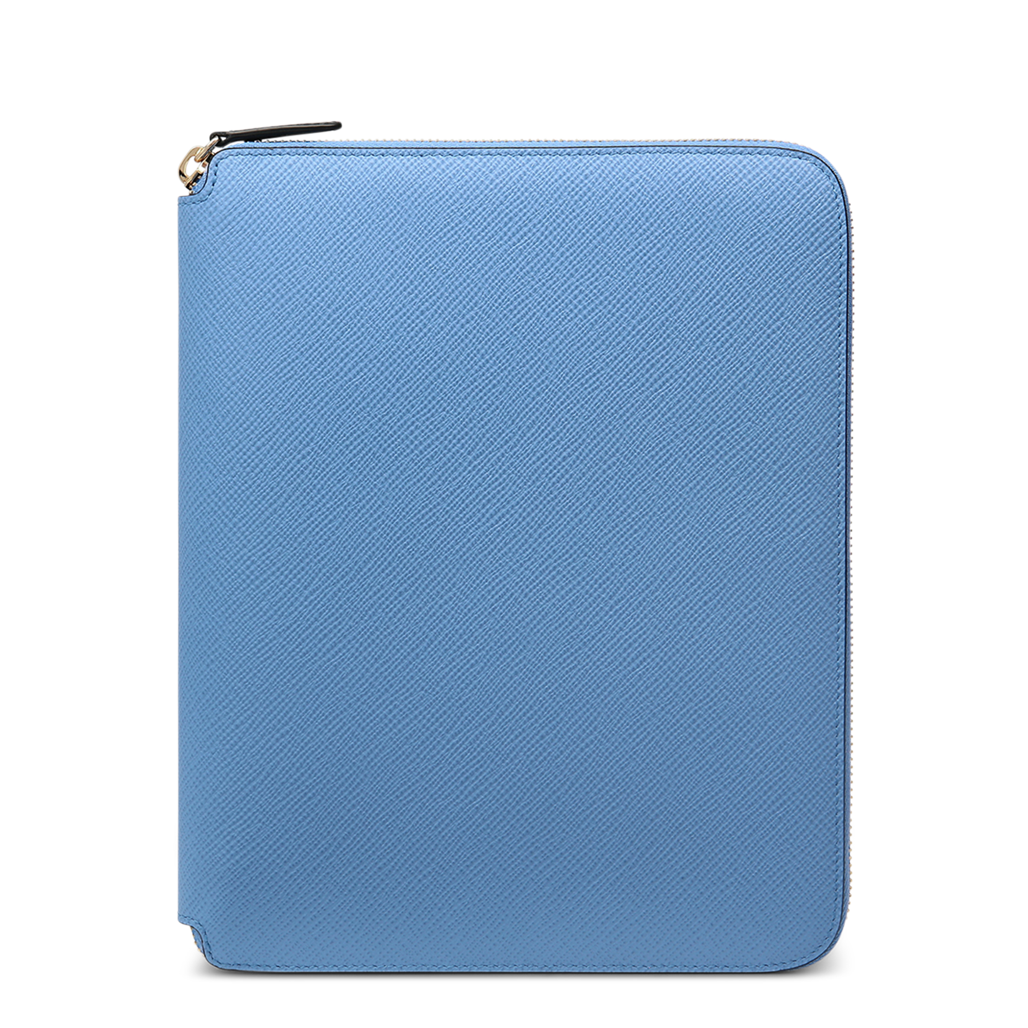 A5 Writing Folder with Zip in Panama in Nile Blue | Smythson