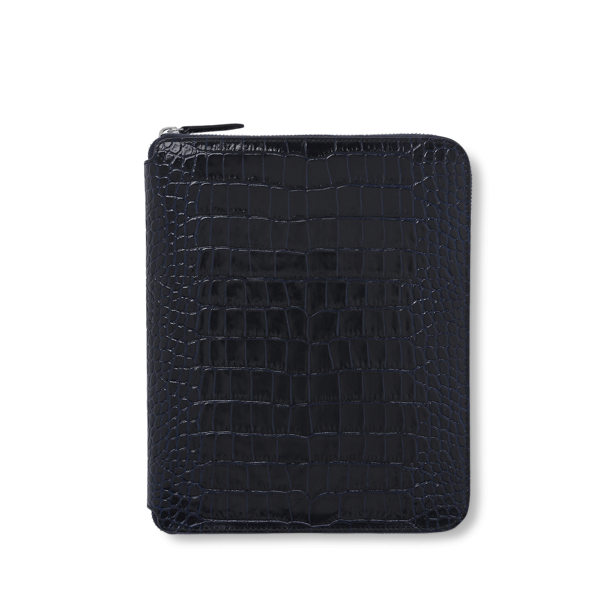 A5 Writing Folder with Zip in Mara in Navy | Smythson United States