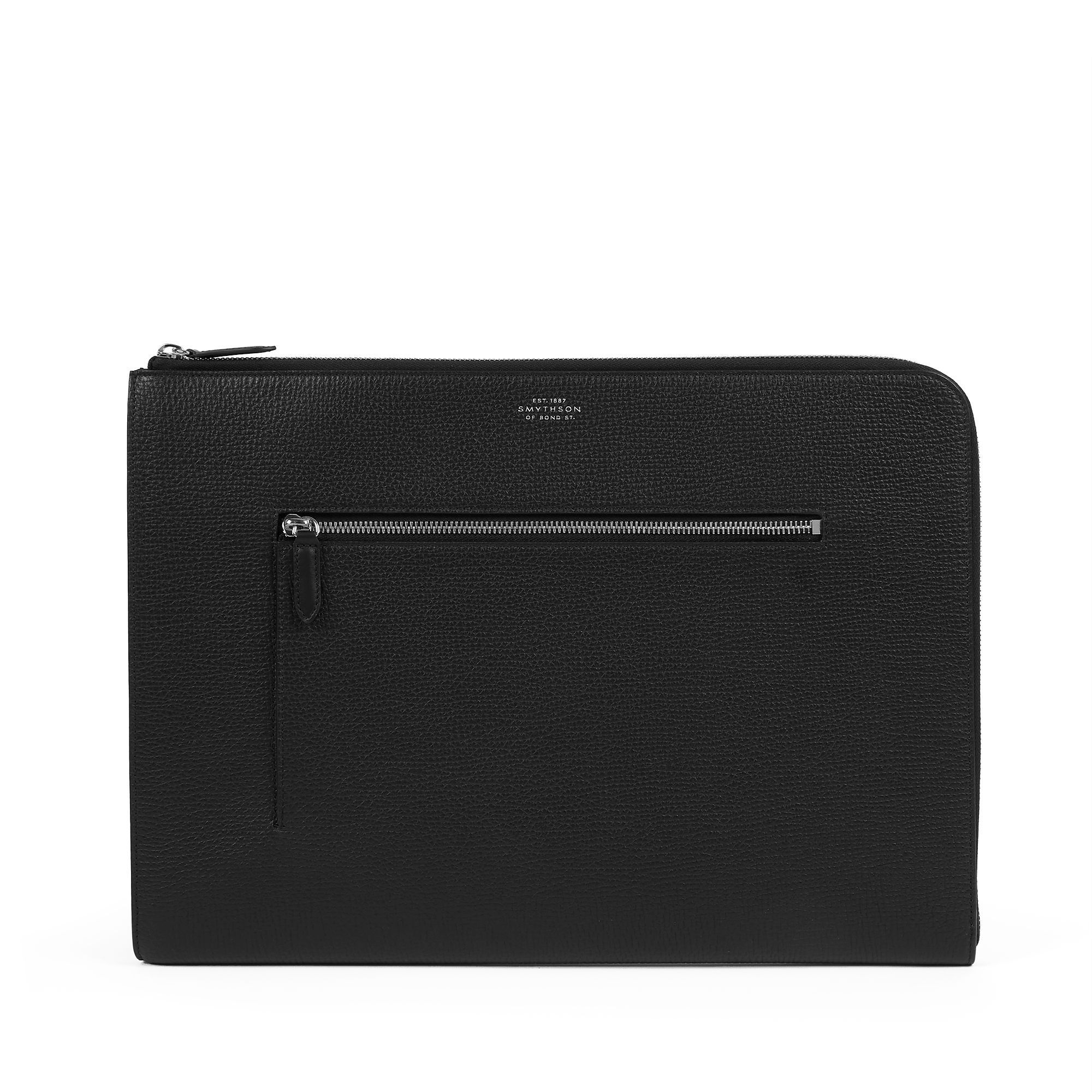 Large Laptop Case with Zip in Ludlow in Black | Smythson United